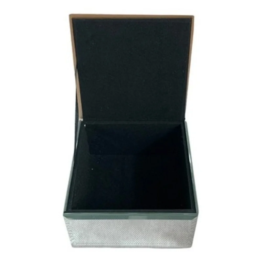 Jewelry Box Gold Glitter Stripe Mirrored Keepsake Box Velvet Lined Storage Chest